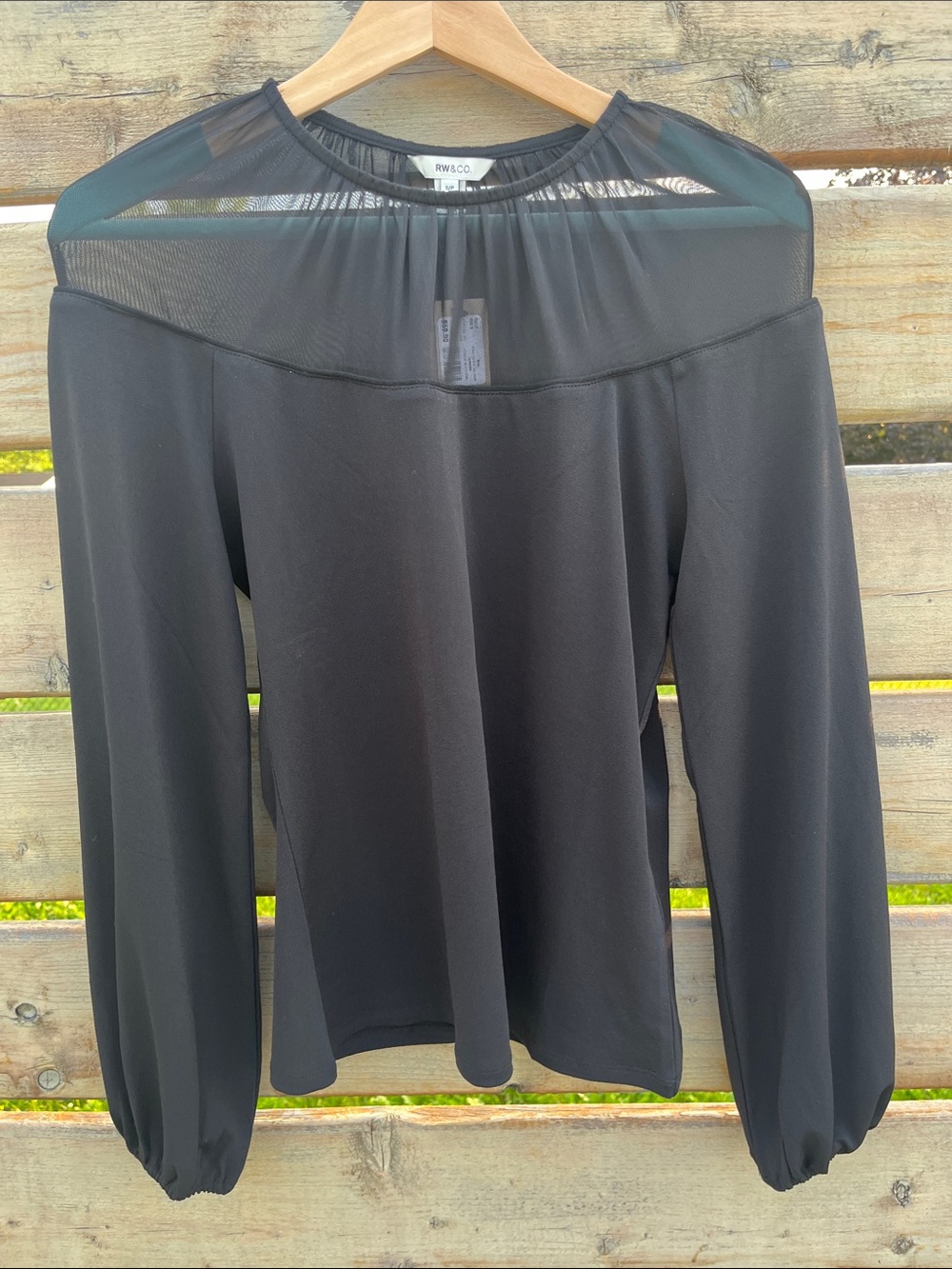 RW&CO. Black Long-Sleeve Top with Sheer Yoke